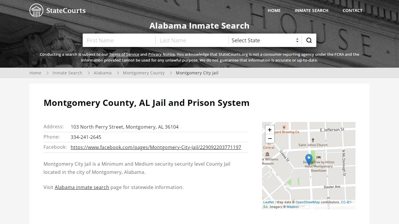 Montgomery City Jail Inmate Records Search, Alabama - StateCourts