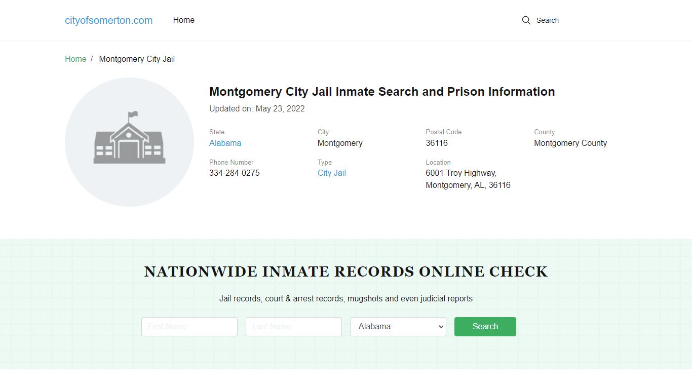 Montgomery City Jail Inmate Search and Prison Information